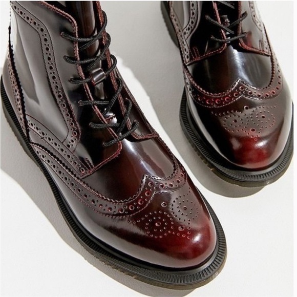 Dr. Martens Shoes - Dr. Martens Women's Cherry Red Arcadia Delphine Wingtip Brogue Ankle Boot 7